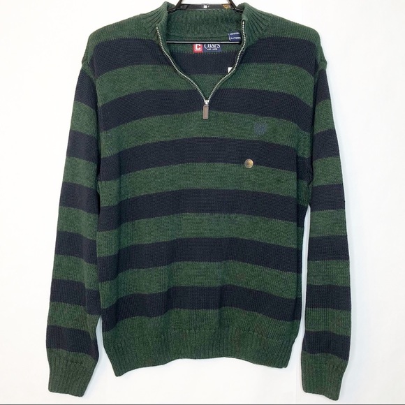 Chaps Other - Chaps Sweater 1/4 Zip Green Blue Striped Size  XL